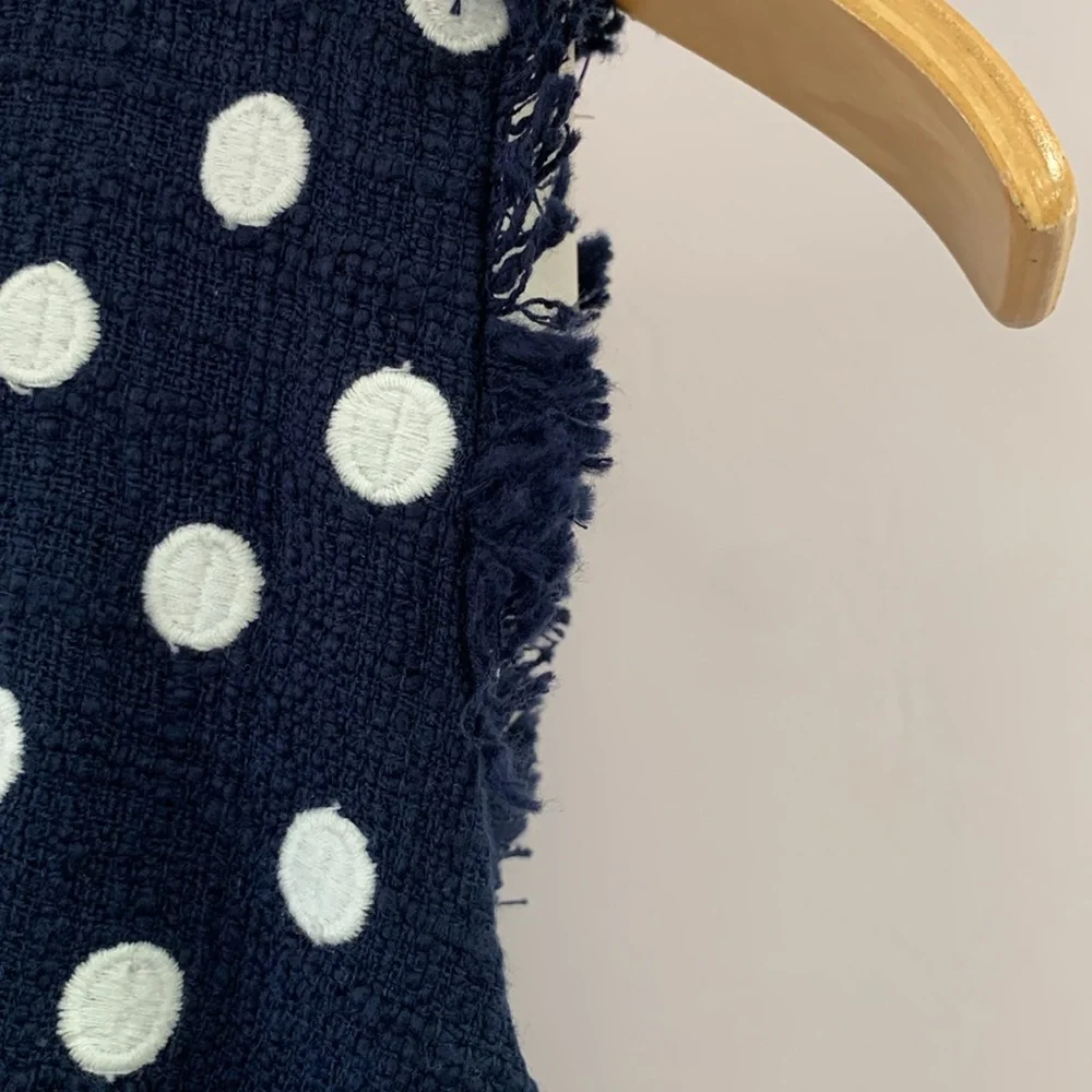 J.Crew size 14 t NAVY BLUE WHITE polkadot - Picture 6 of 9